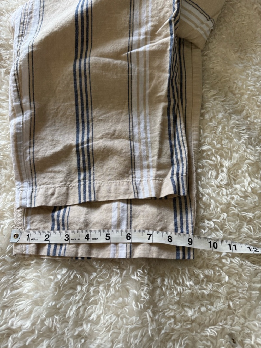 Liz Claiborne Striped Linen Wide-Leg Pants Trouser Cream Gray White Sz Large - Picture 7 of 10